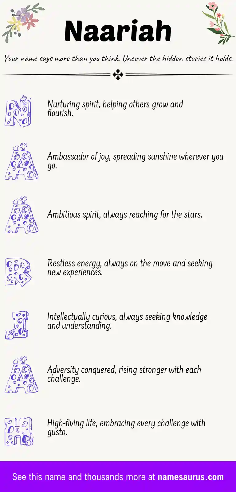 Acrostic poem about Naariah.
