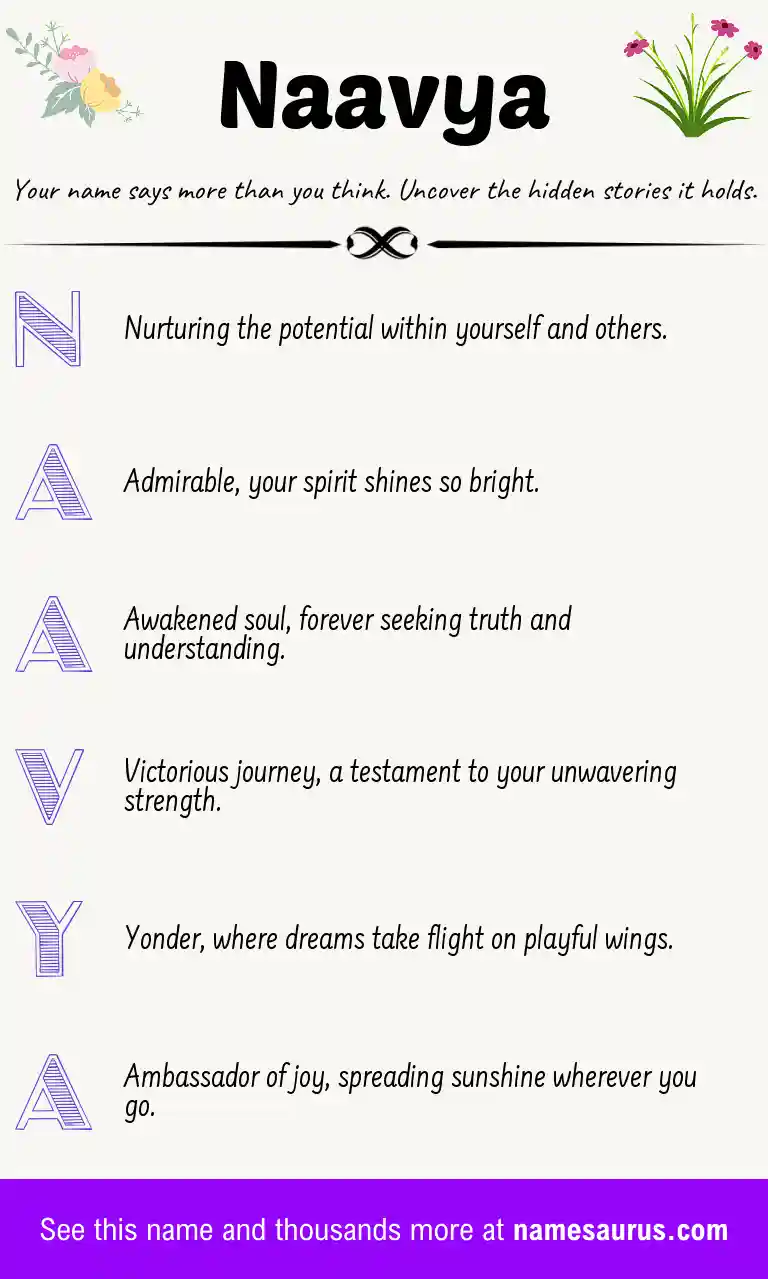 Acrostic poem about Naavya.