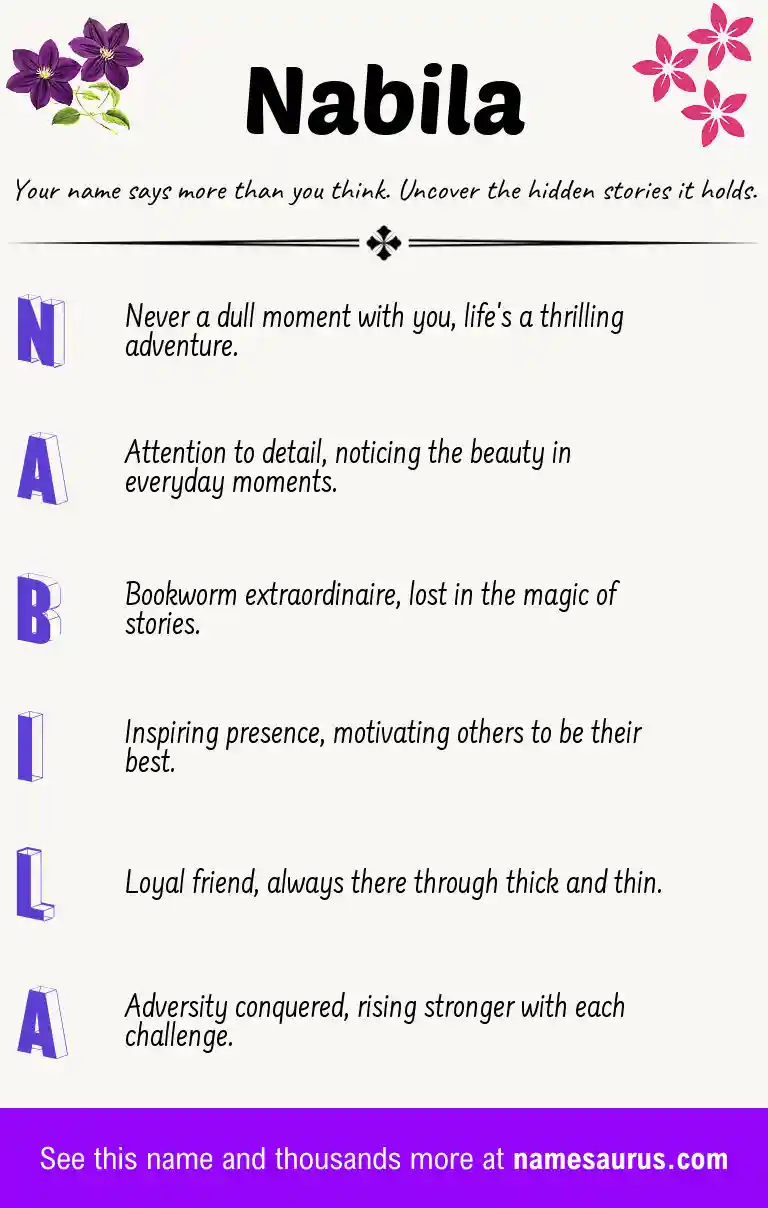 Acrostic poem about Nabila.