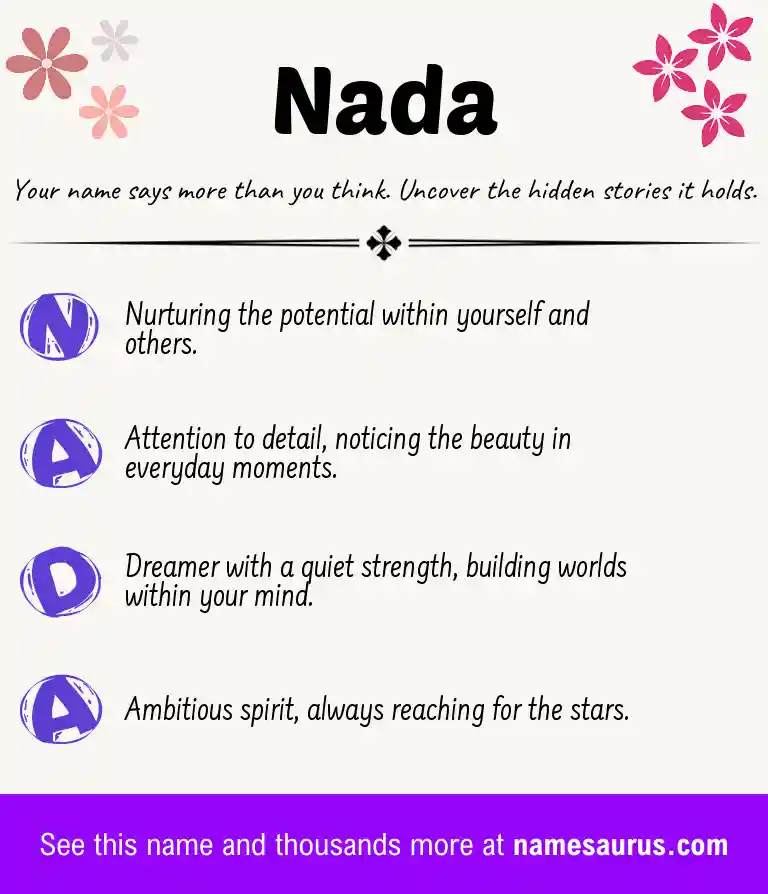 Acrostic poem about Nada.