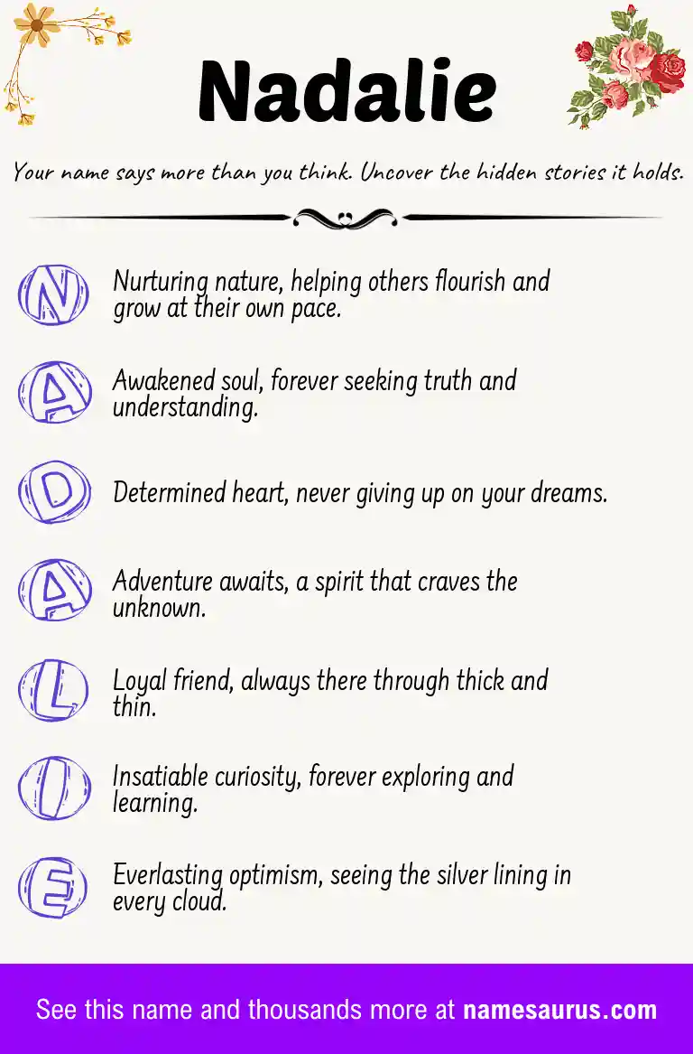 Acrostic poem about Nadalie.