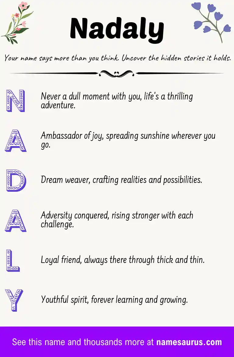 Acrostic poem about Nadaly.