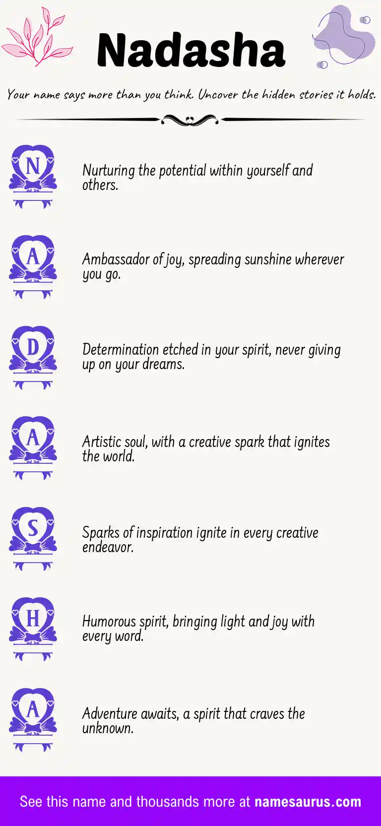 Acrostic poem about Nadasha.