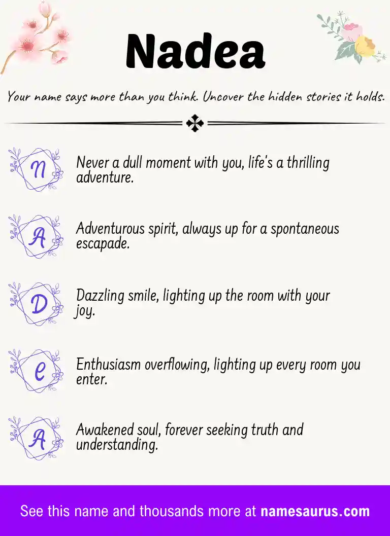 Acrostic poem about Nadea.