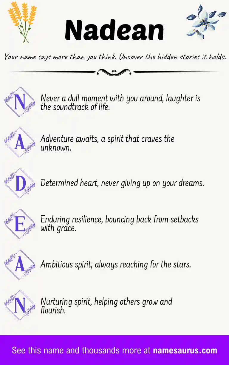 Acrostic poem about Nadean.
