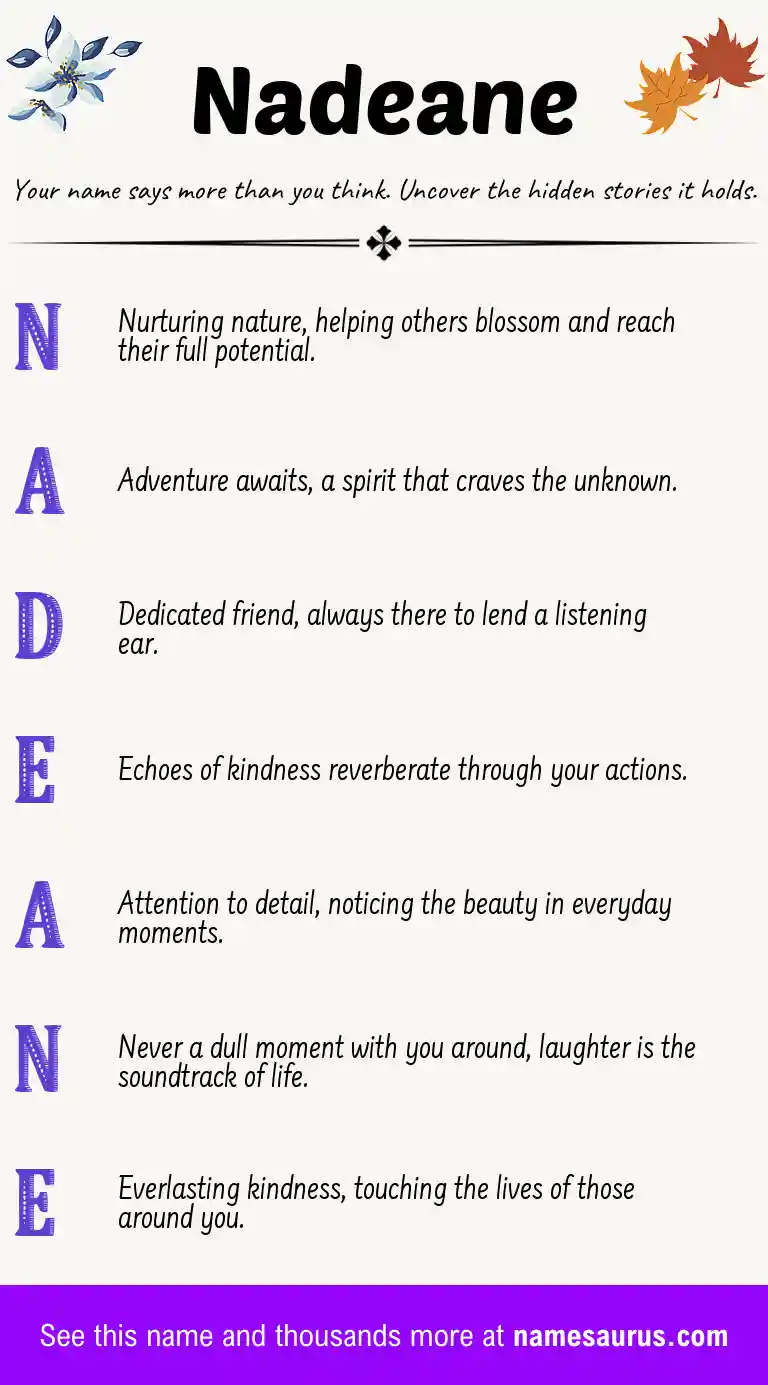 Acrostic poem about Nadeane.