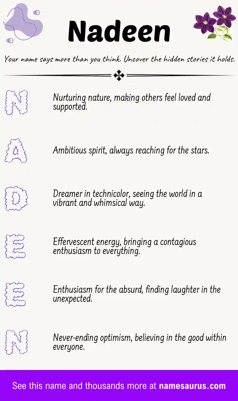 Acrostic poem about Nadeen.