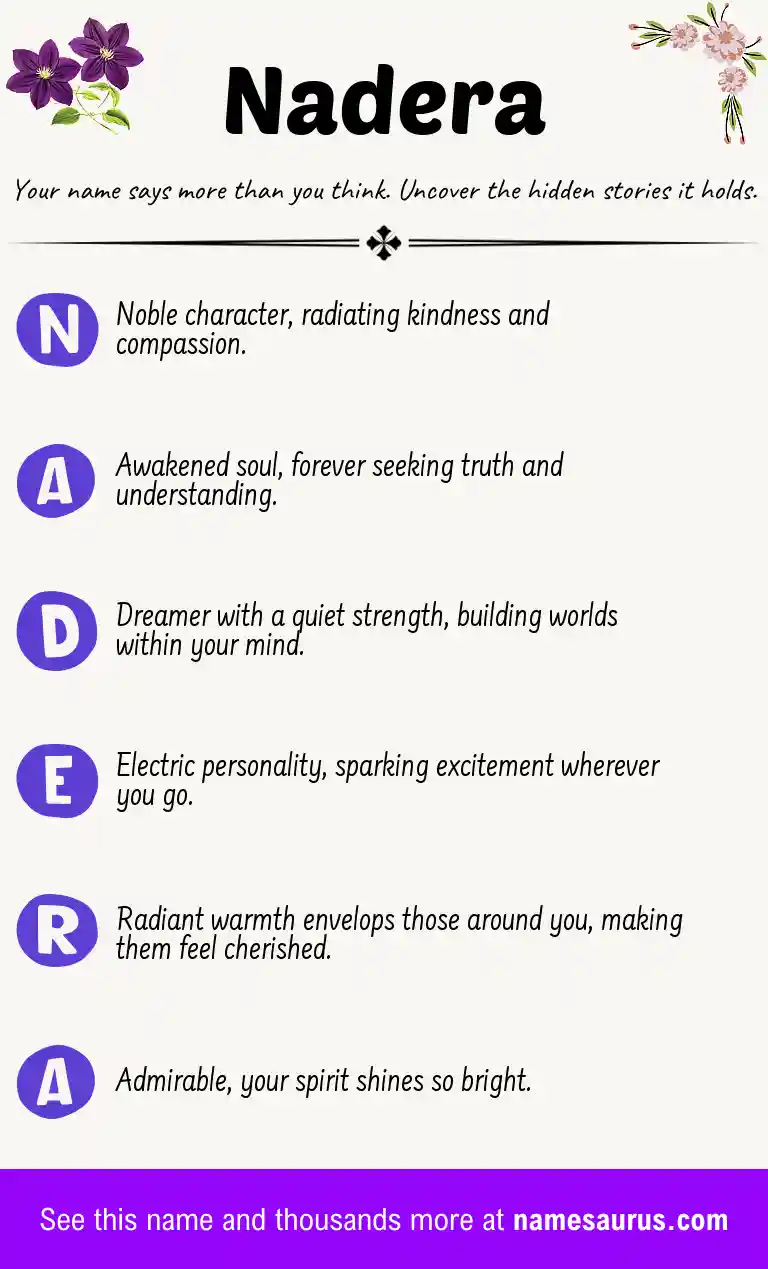 Acrostic poem about Nadera.