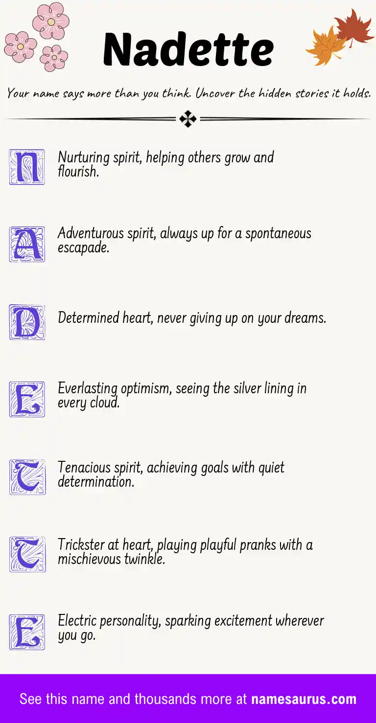 Acrostic poem about Nadette.