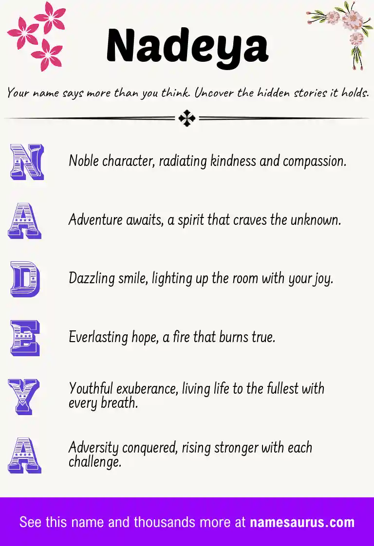 Acrostic poem about Nadeya.