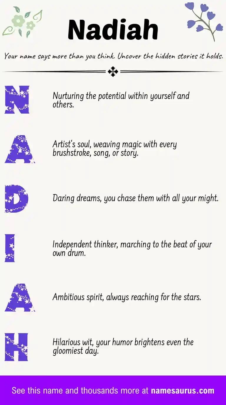 Acrostic poem about Nadiah.