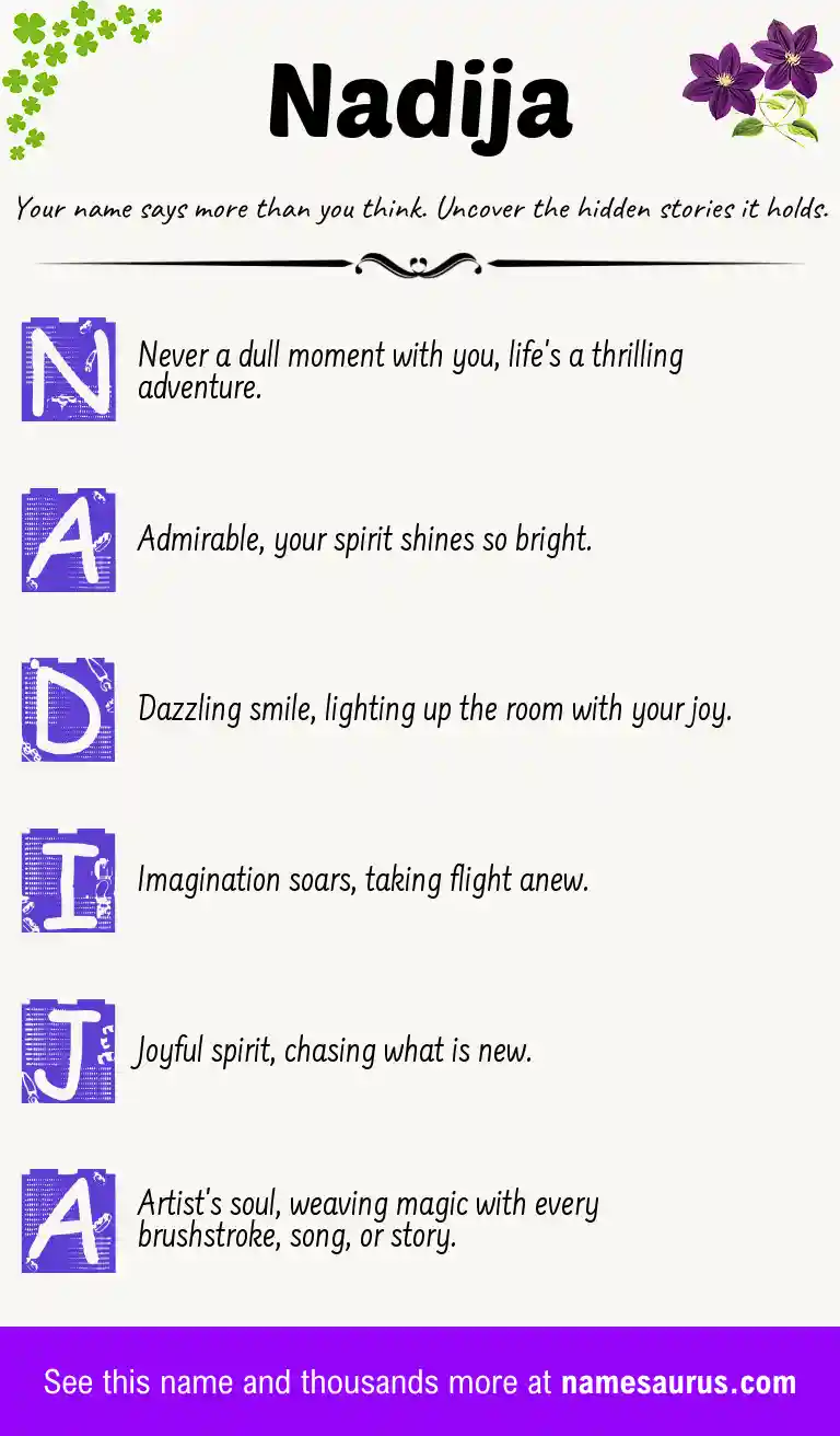 Acrostic poem about Nadija.