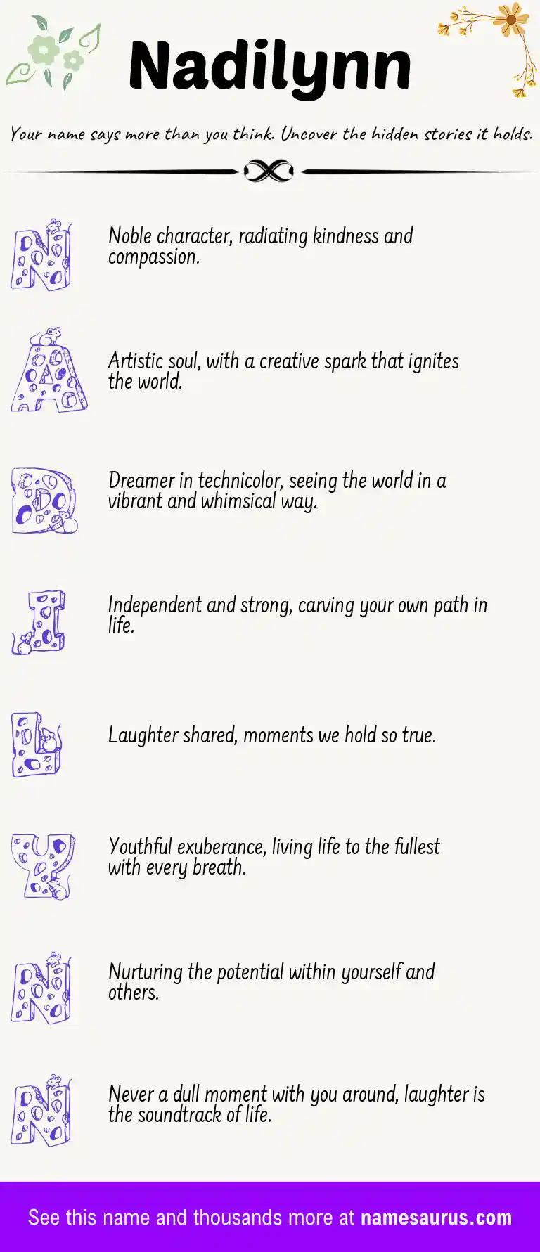 Acrostic poem about Nadilynn.