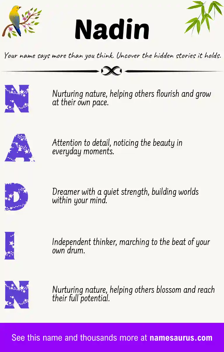 Acrostic poem about Nadin.