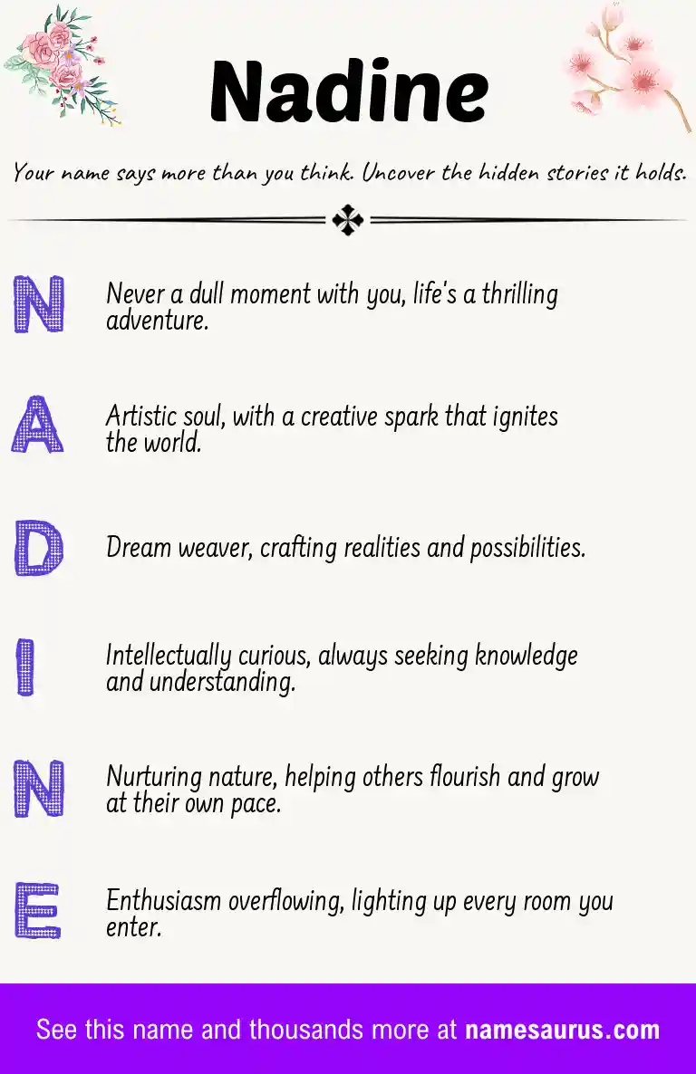 Acrostic poem about Nadine.