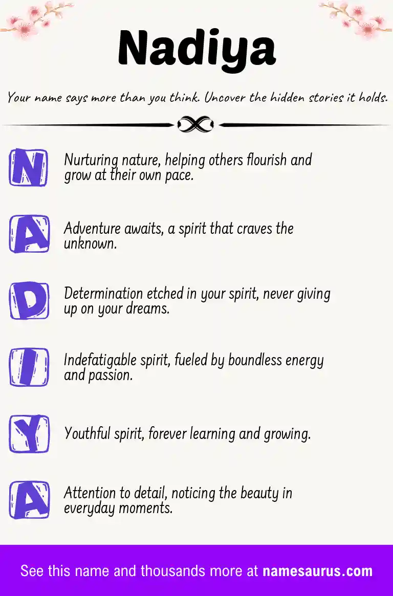 Acrostic poem about Nadiya.