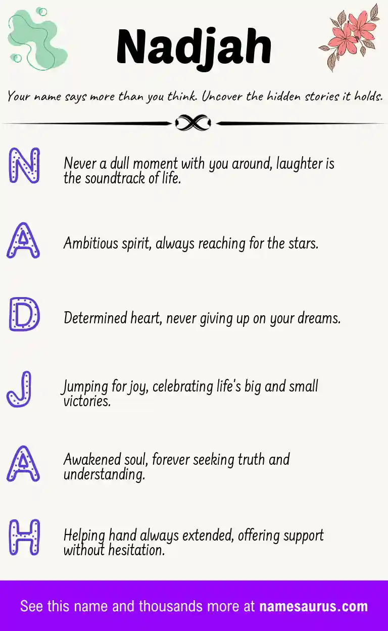 Acrostic poem about Nadjah.