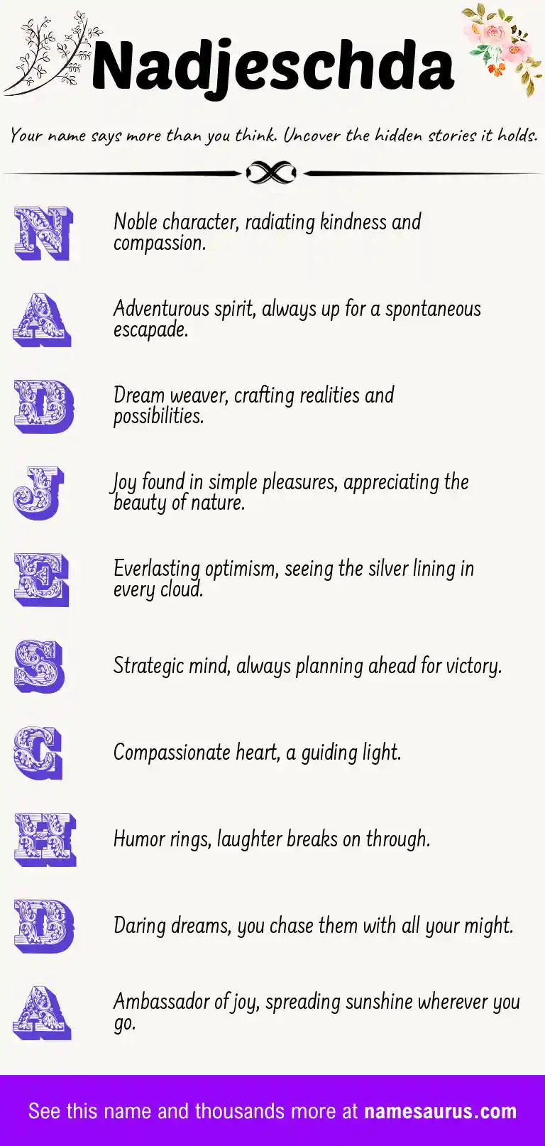 Acrostic poem about Nadjeschda.
