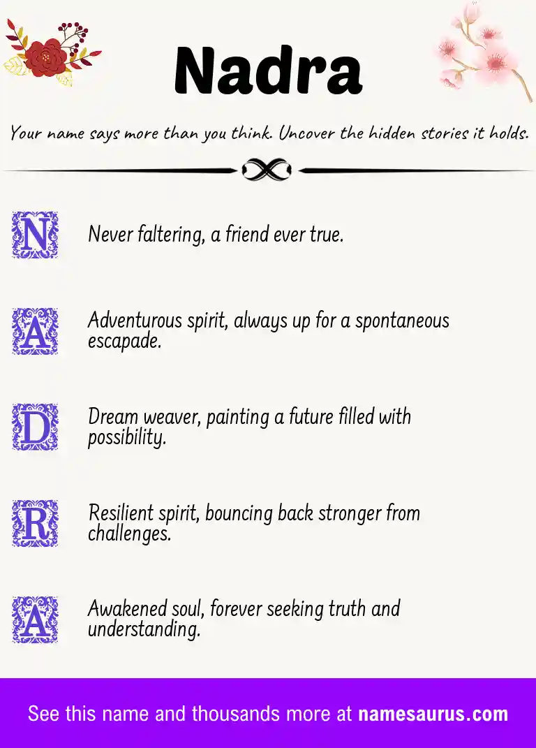 Acrostic poem about Nadra.
