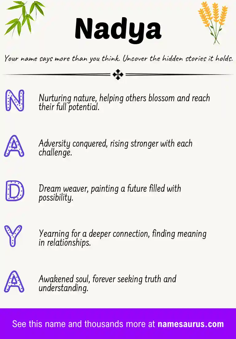Acrostic poem about Nadya.