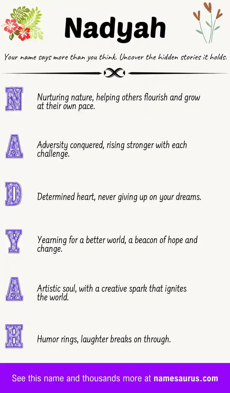 Acrostic poem about Nadyah.