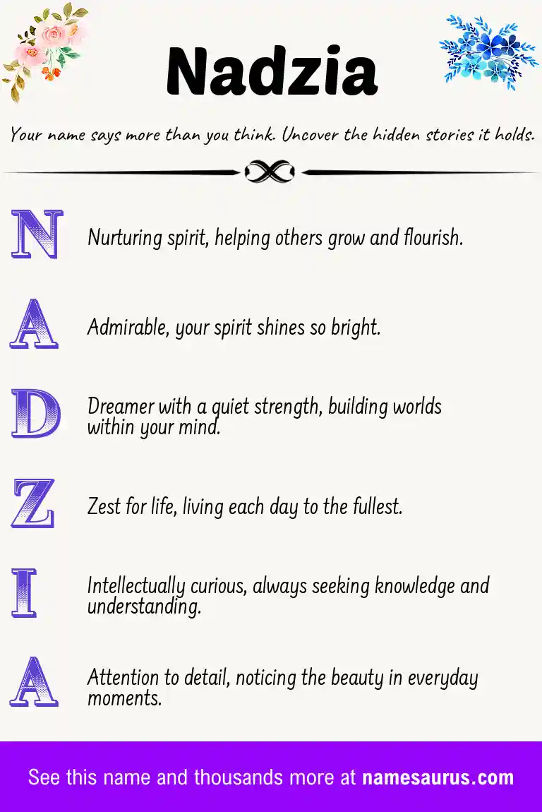Acrostic poem about Nadzia.