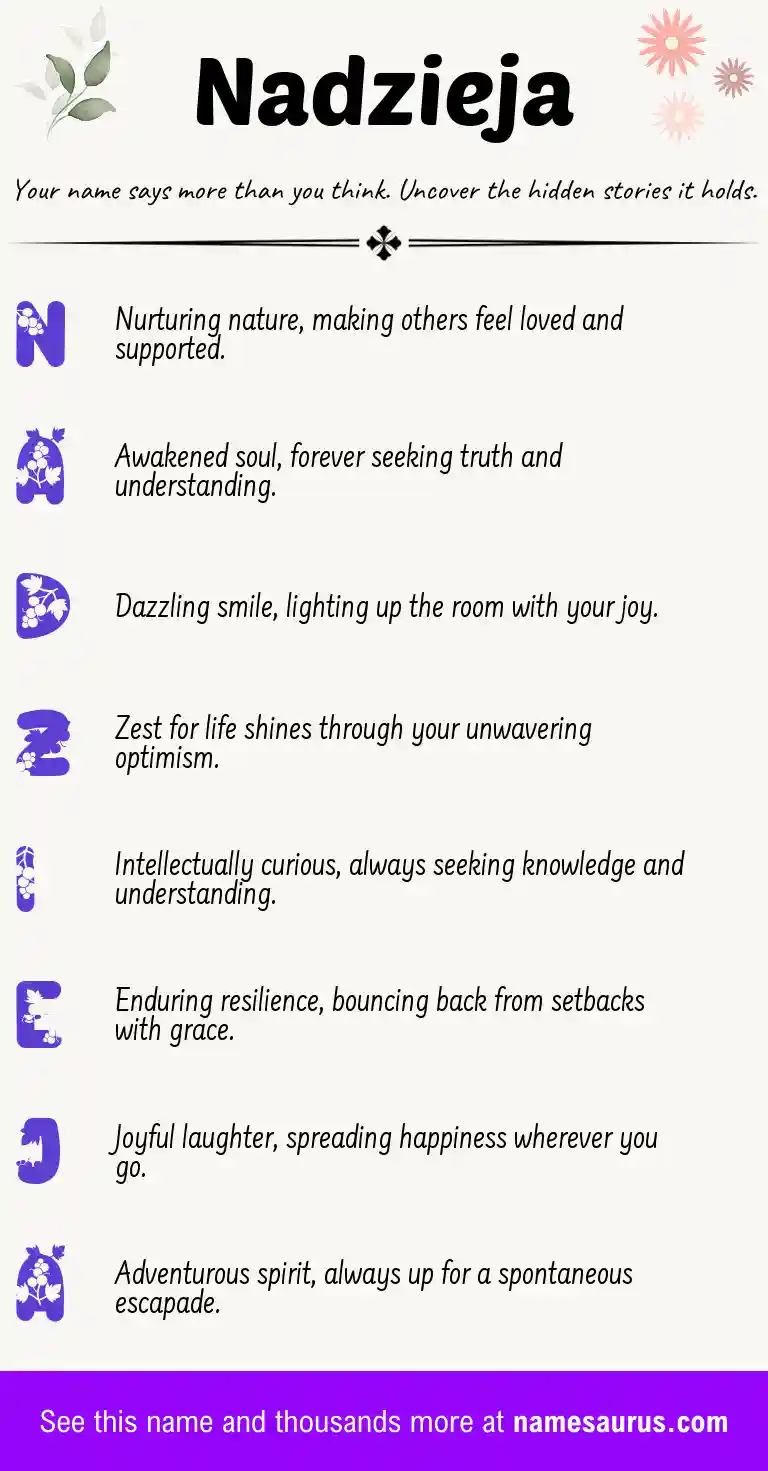 Acrostic poem about Nadzieja.