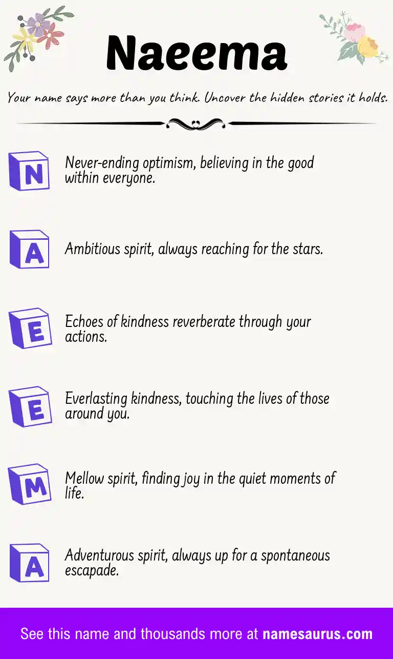 Acrostic poem about Naeema.
