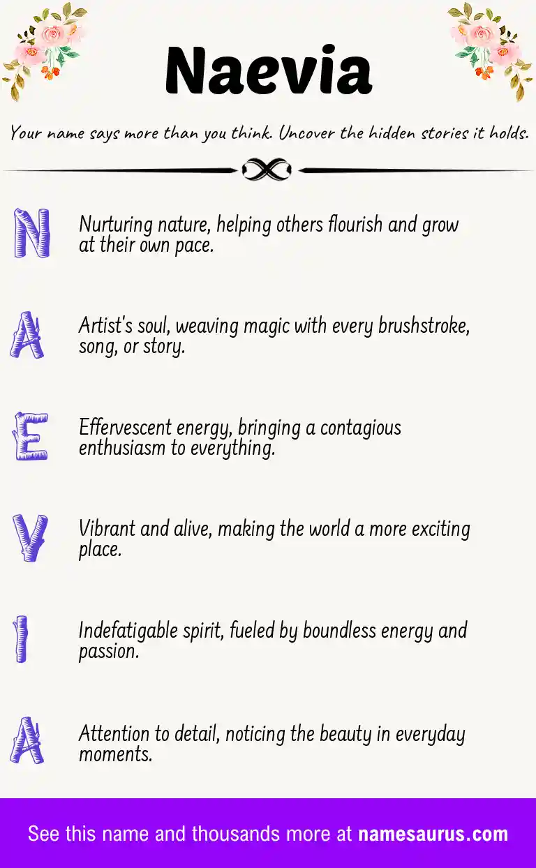 Acrostic poem about Naevia.