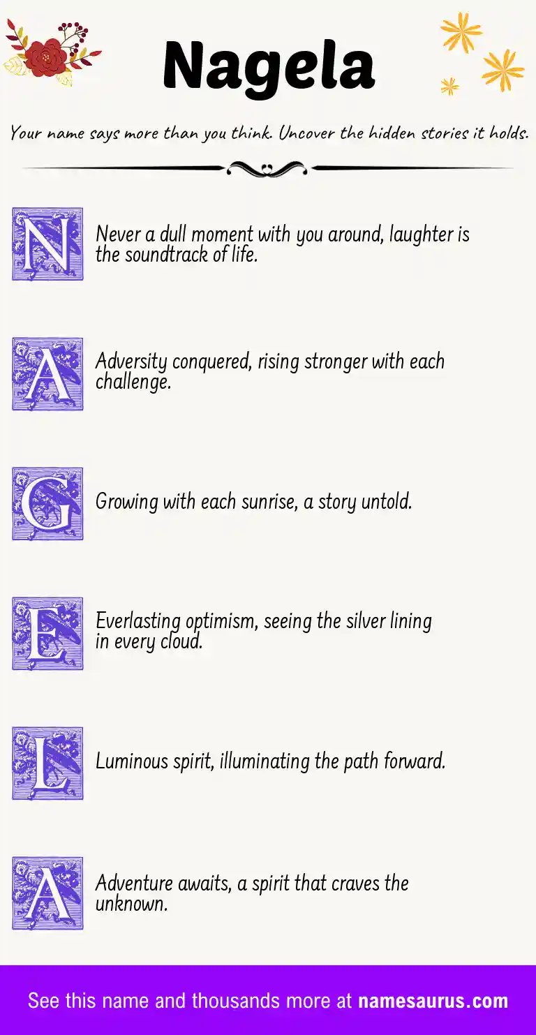 Acrostic poem about Nagela.