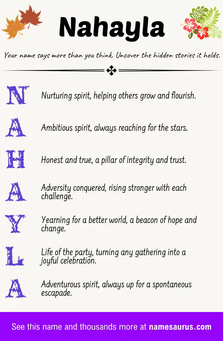 Acrostic poem about Nahayla.