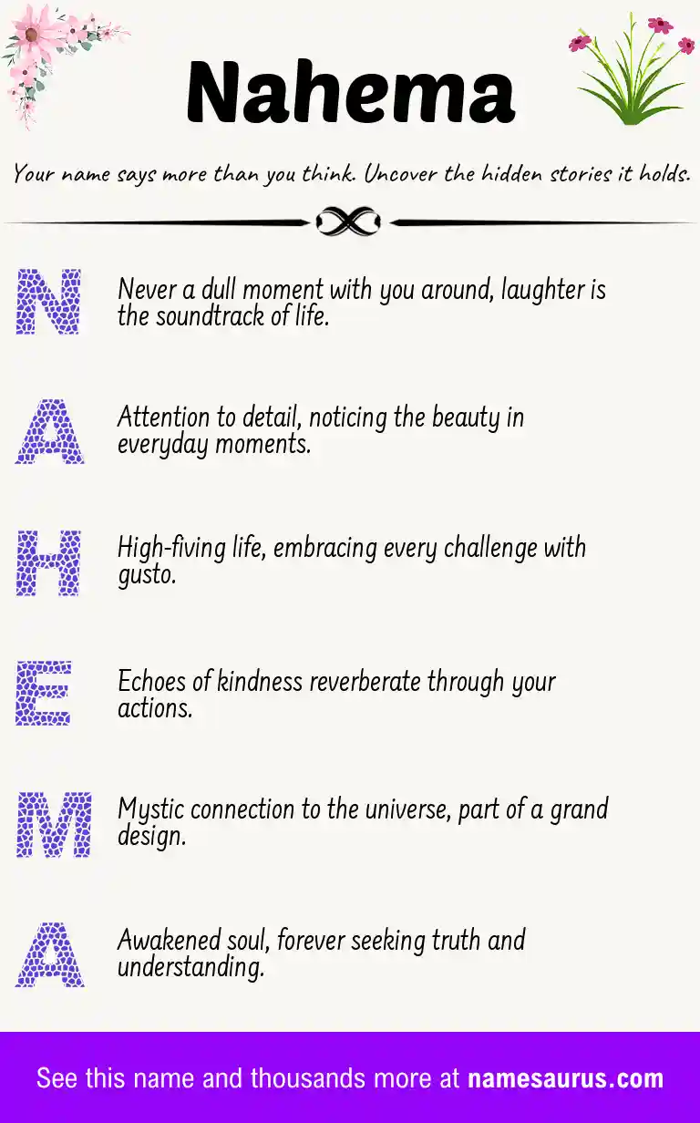 Acrostic poem about Nahema.