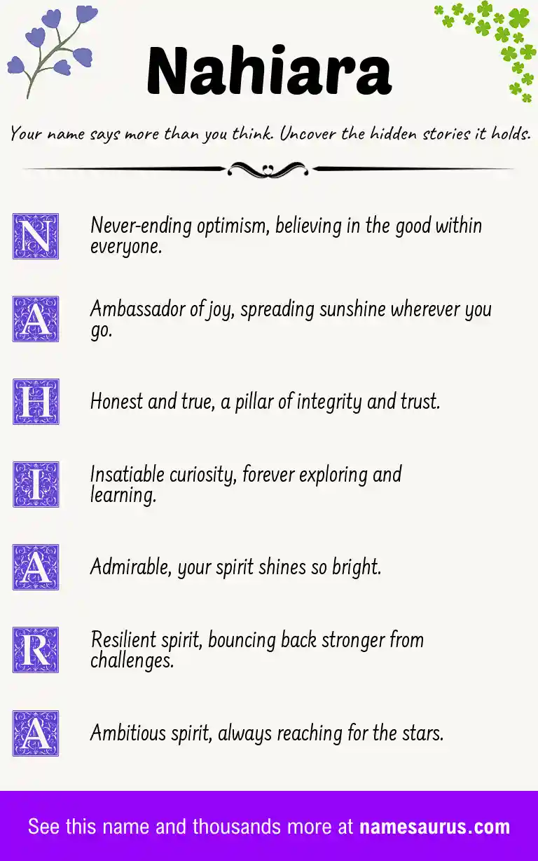 Acrostic poem about Nahiara.