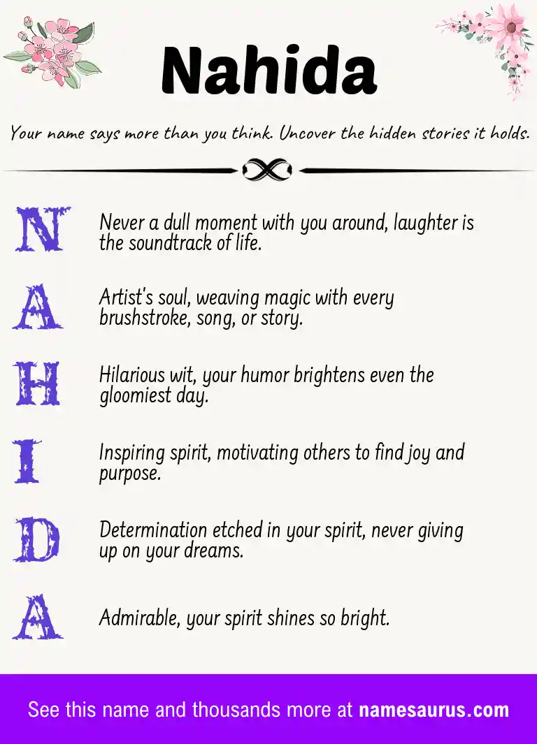Acrostic poem about Nahida.
