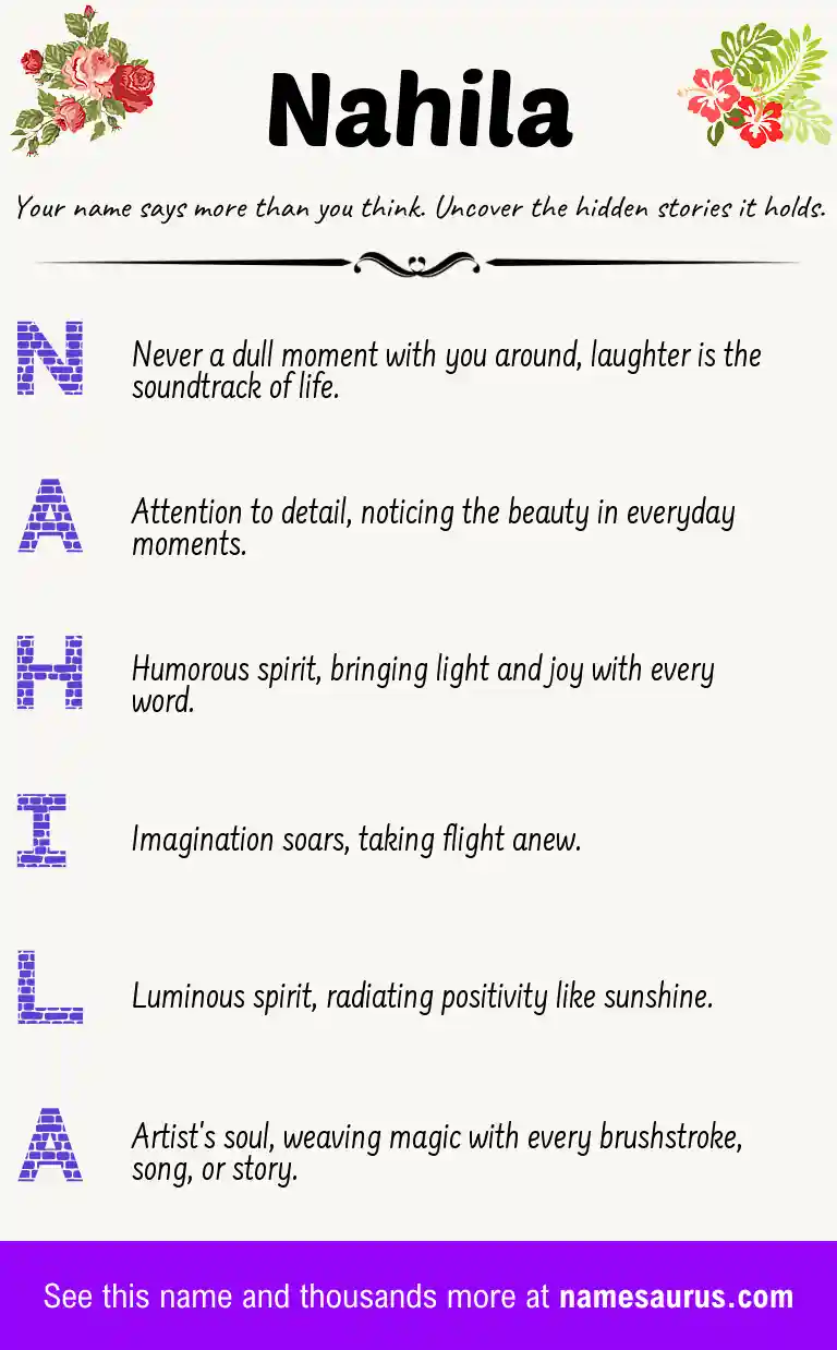 Acrostic poem about Nahila.