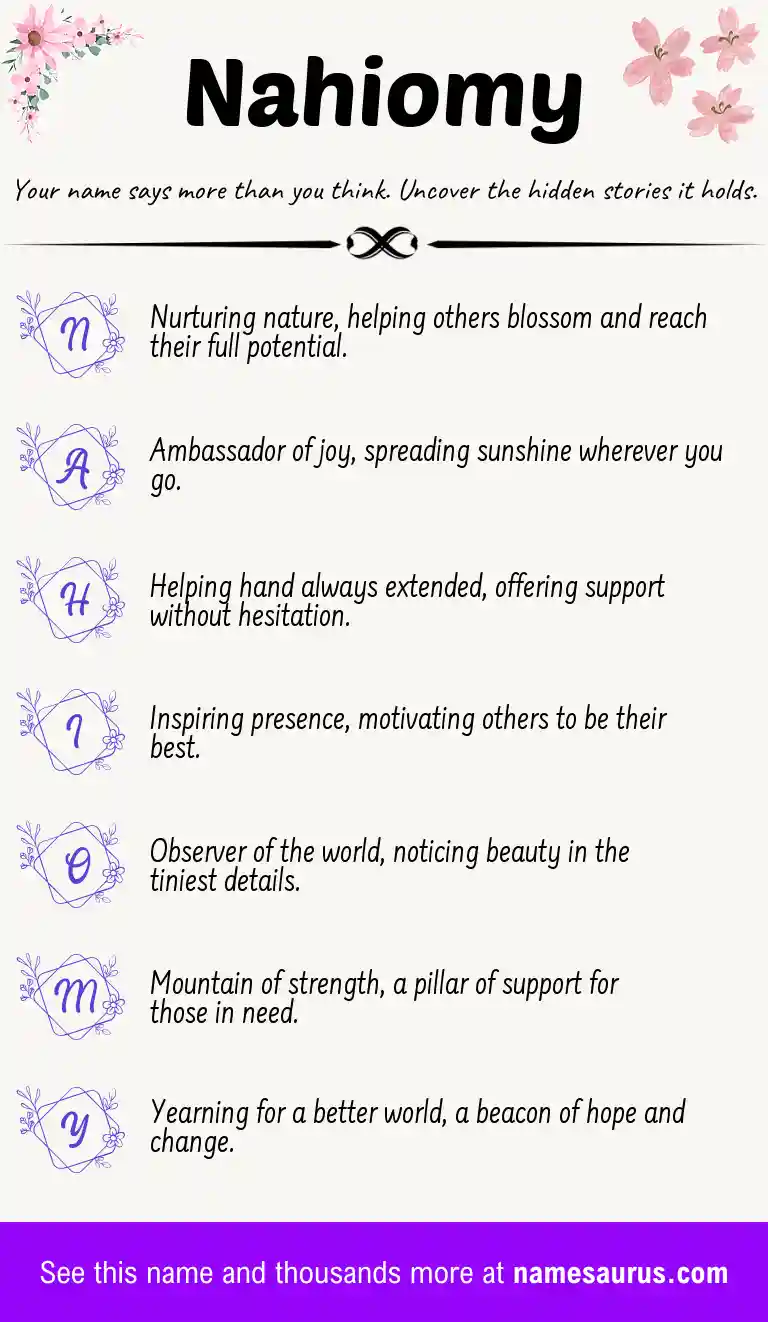 Acrostic poem about Nahiomy.