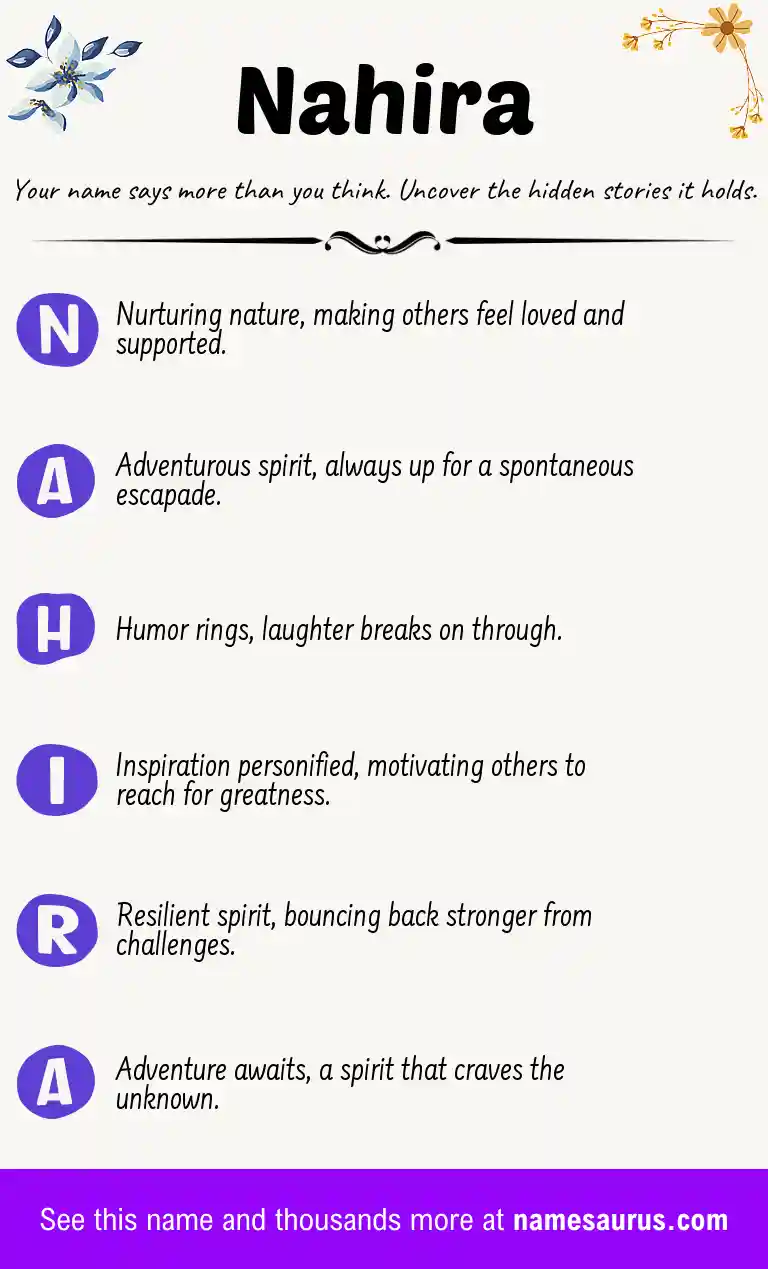 Acrostic poem about Nahira.