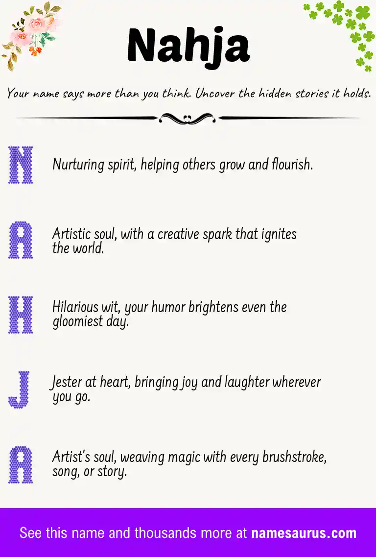 Acrostic poem about Nahja.