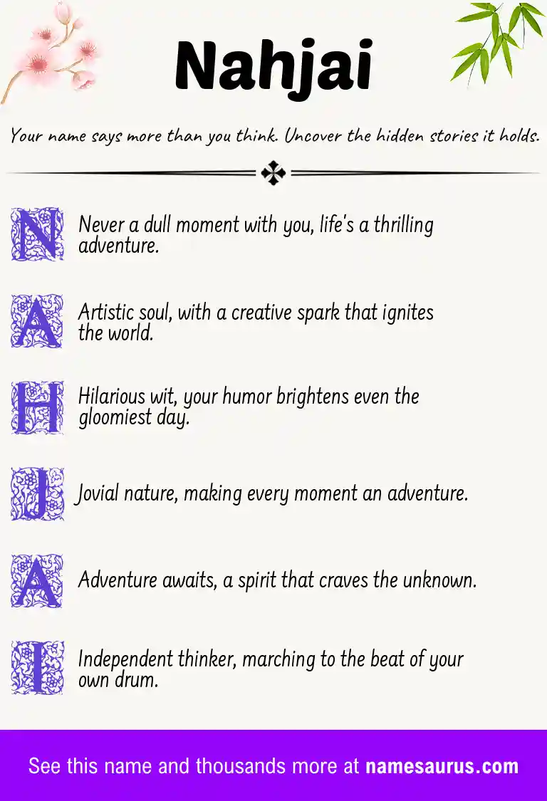 Acrostic poem about Nahjai.