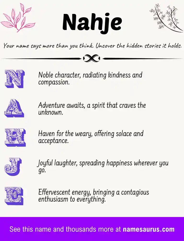 Acrostic poem about Nahje.