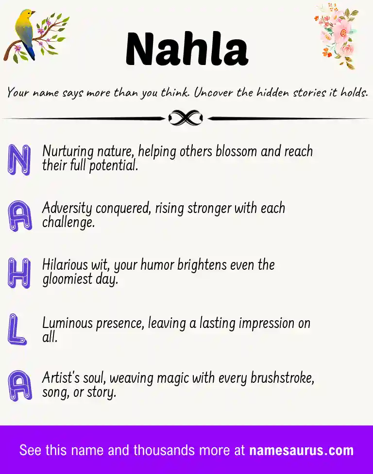Acrostic poem about Nahla.