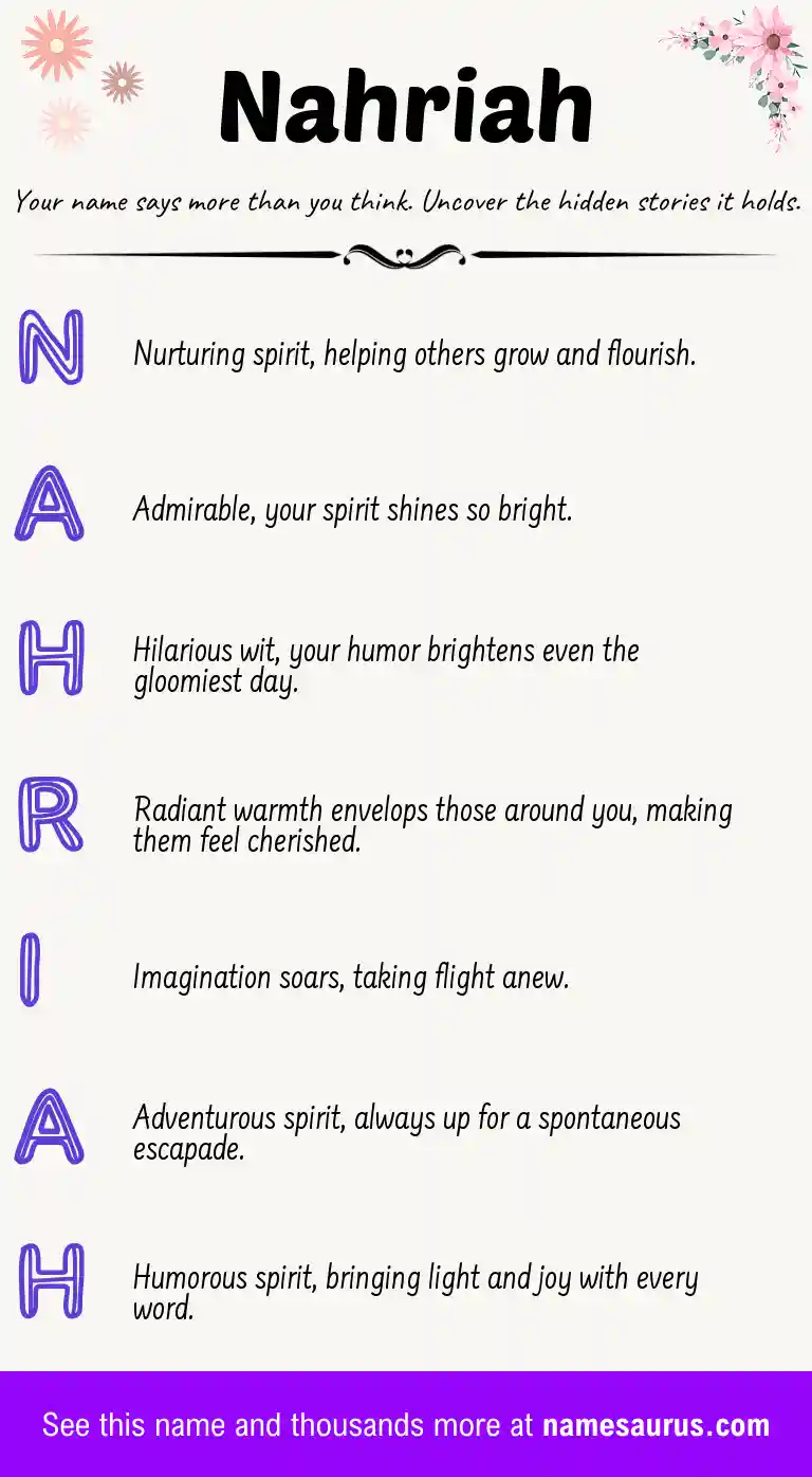 Acrostic poem about Nahriah.