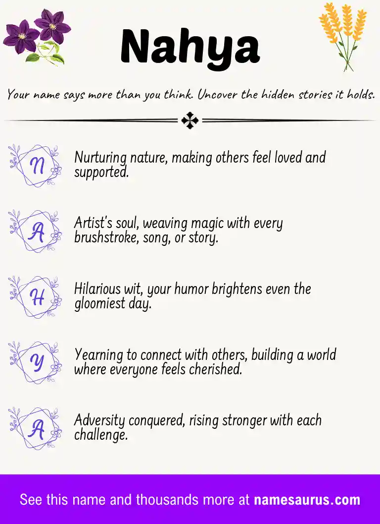 Acrostic poem about Nahya.