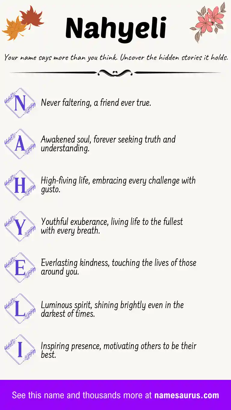 Acrostic poem about Nahyeli.