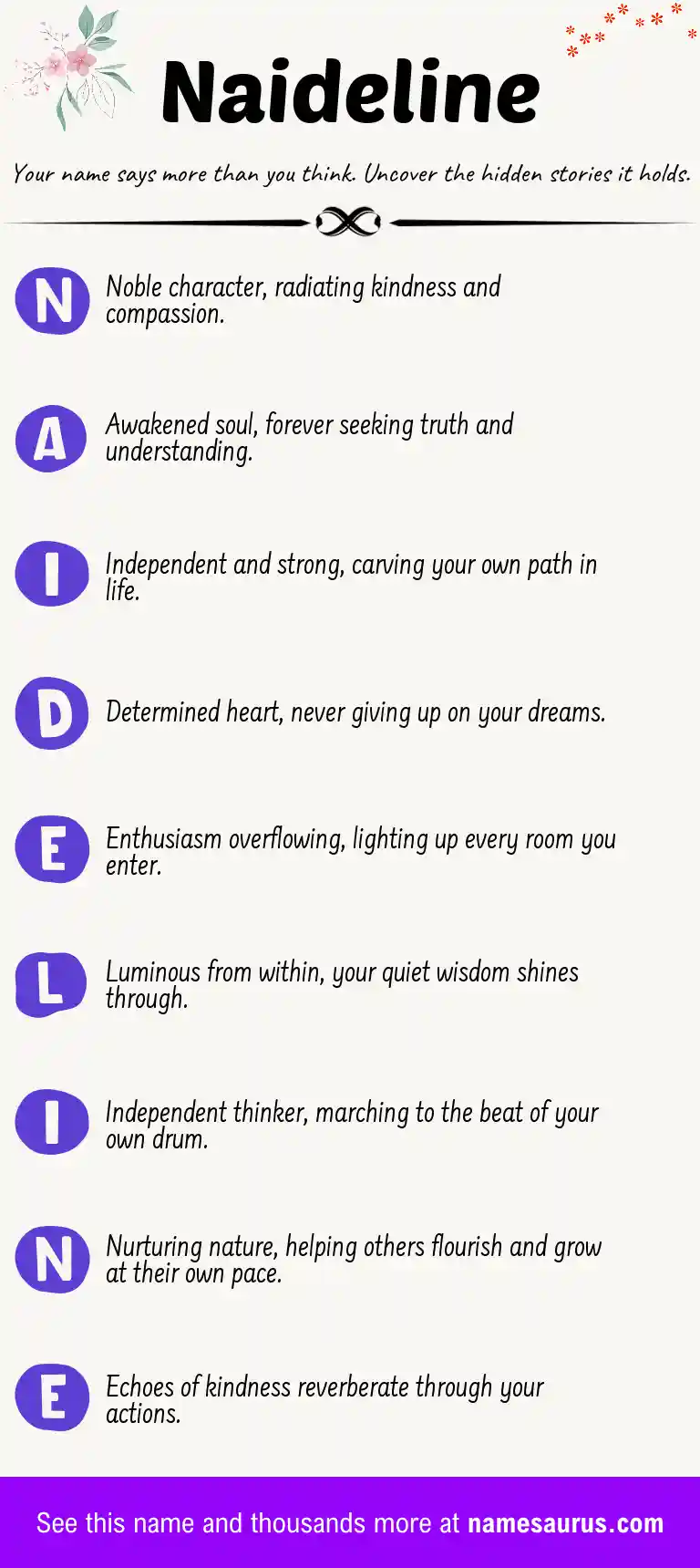 Acrostic poem about Naideline.