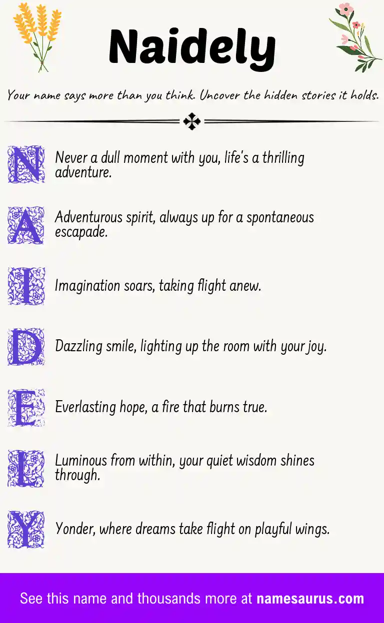Acrostic poem about Naidely.
