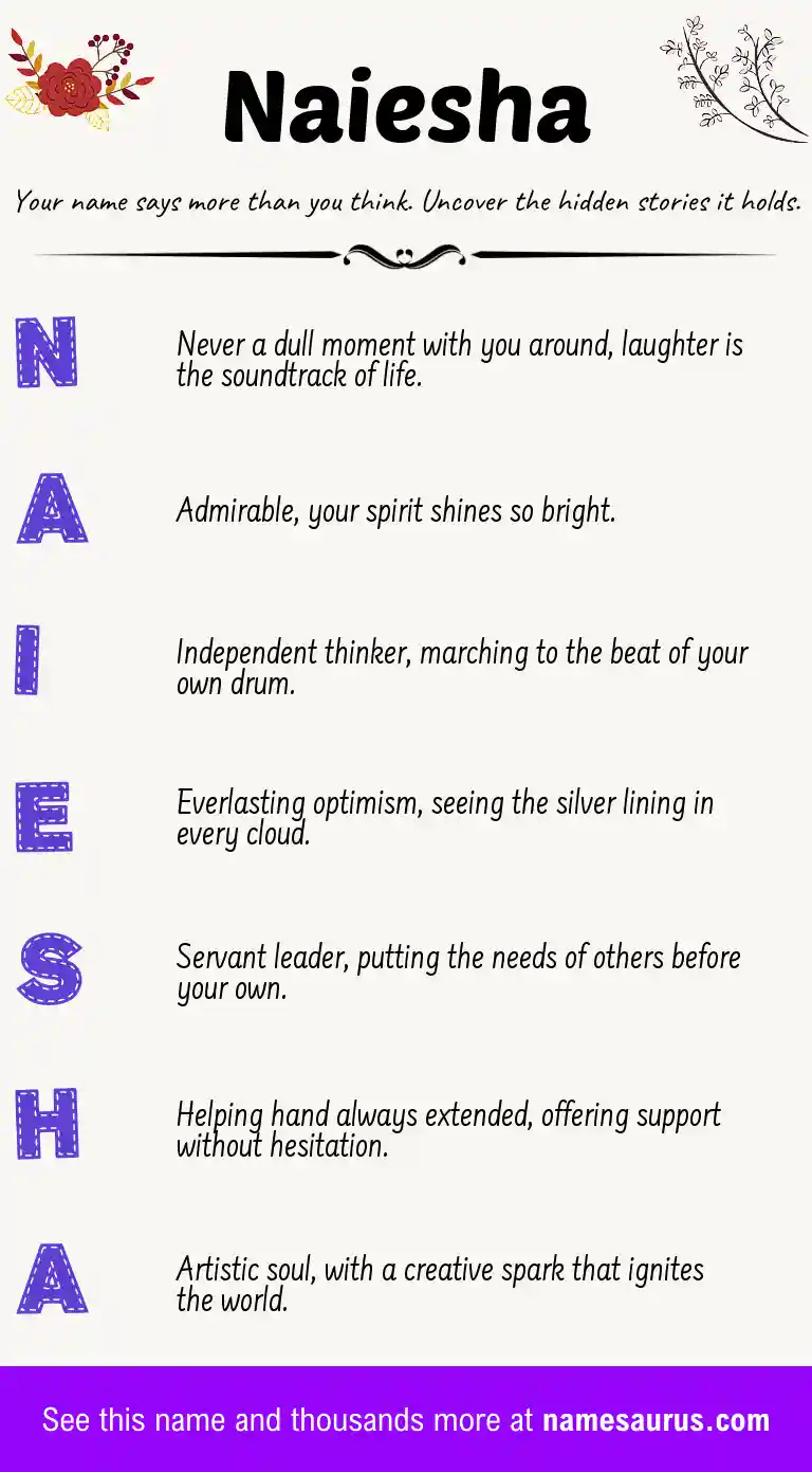 Acrostic poem about Naiesha.