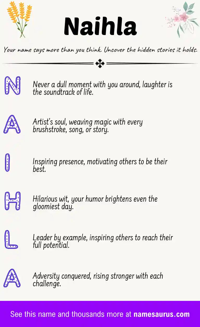 Acrostic poem about Naihla.