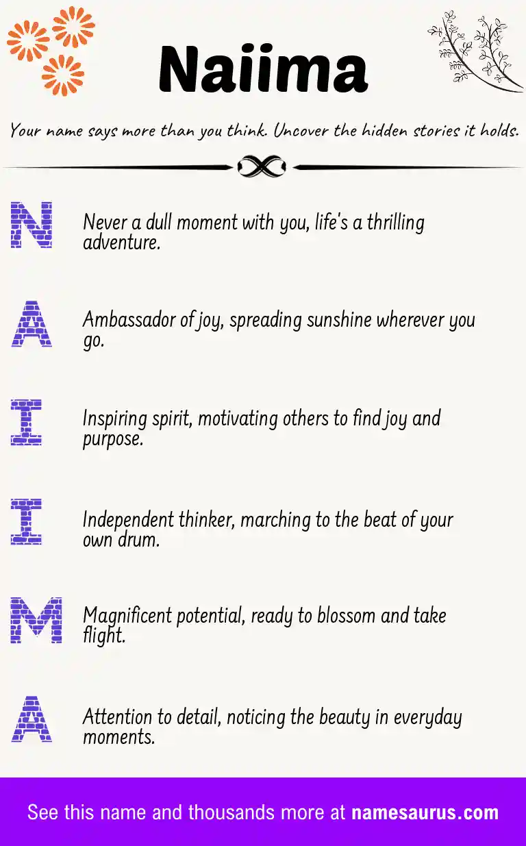Acrostic poem about Naiima.