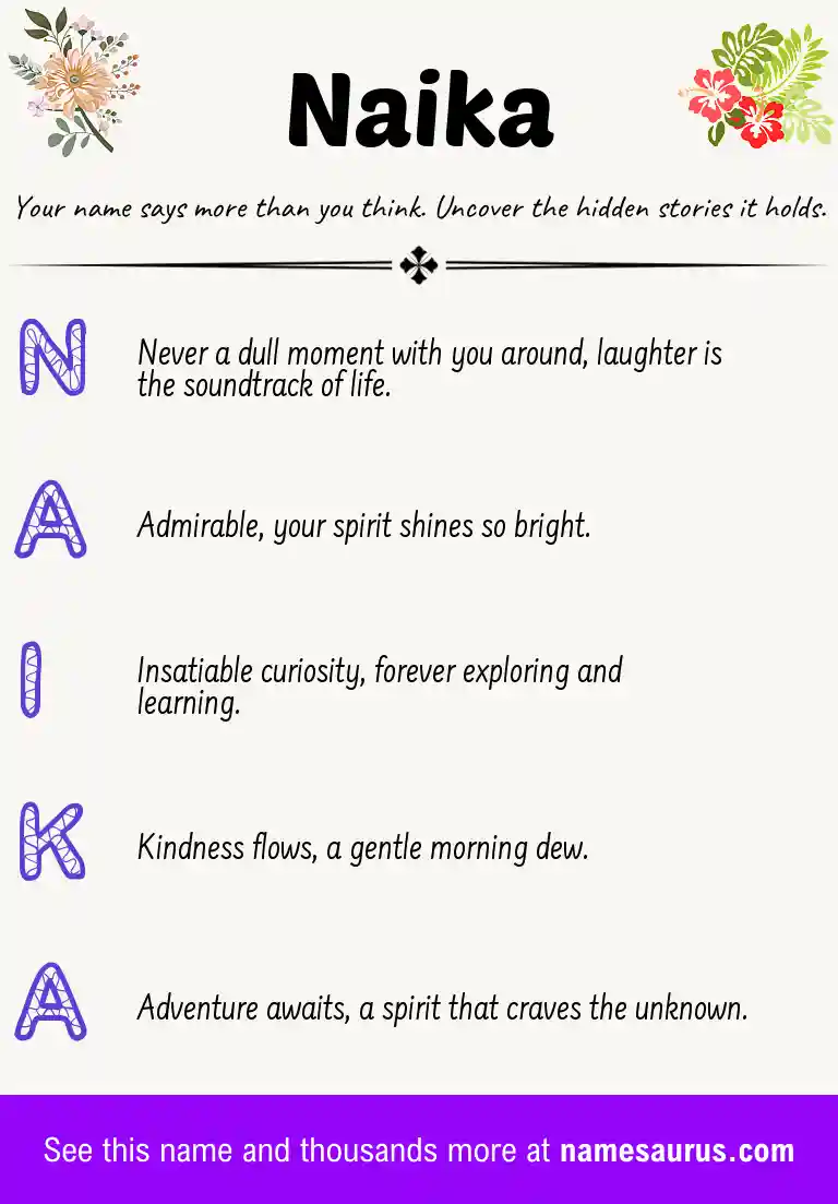 Acrostic poem about Naika.